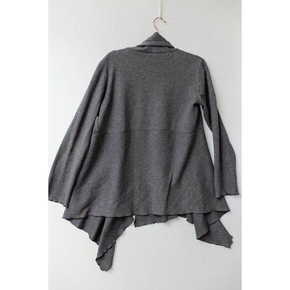 Flutter Squeak Gray open cardigan asymmetrical M womens *stain - Picture 3 of 10